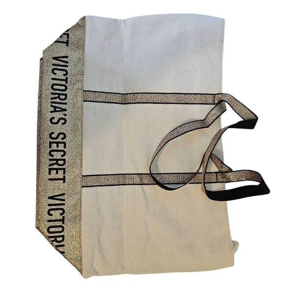 Victoria's Secret tote, cream with gold accents. - Picture 2 of 4
